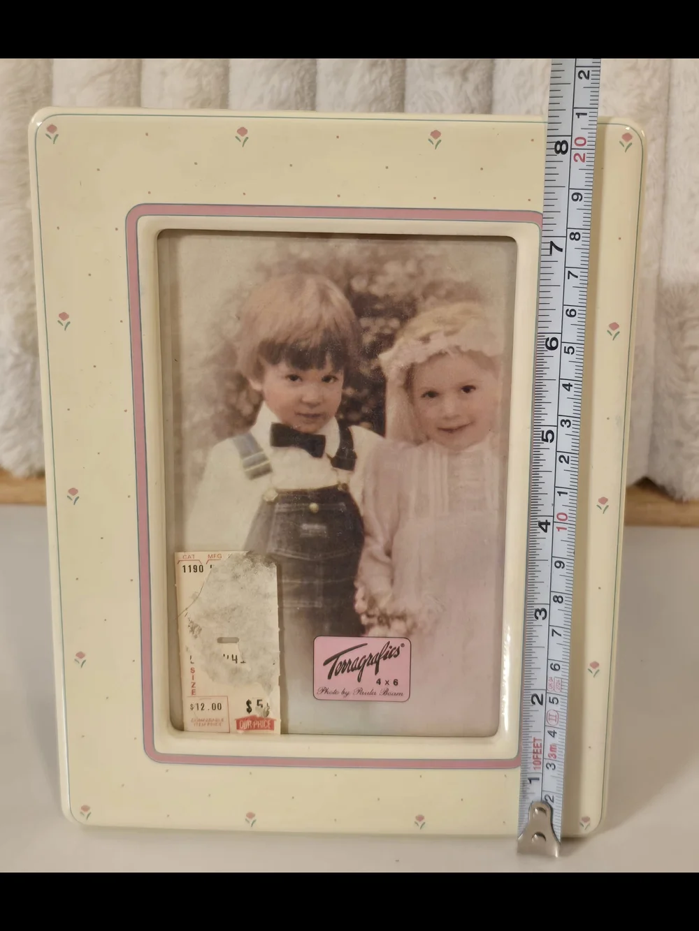 NWOB Vintage Terragraphics Ceramic Floral 4x6 Photo Frame Cottagecore